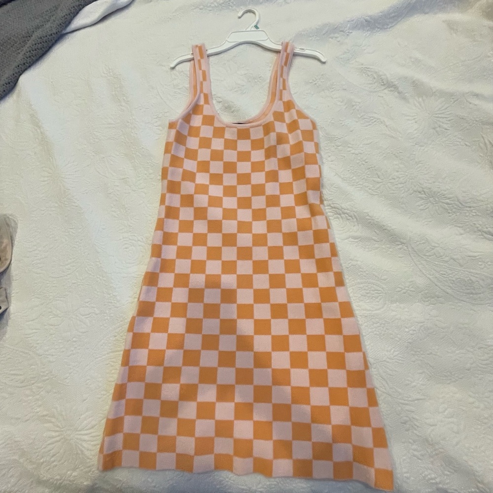 Orange and White Checkered Dress